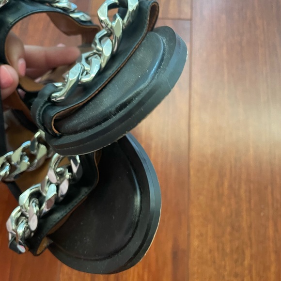 Jessica Buurman Black Leather Silver Chain Slide Sandlas Size FR 38 - Picture 4 of 5